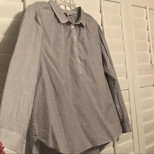 LOFT Plus thin black/white stripe long sleeve blouse  -size 16